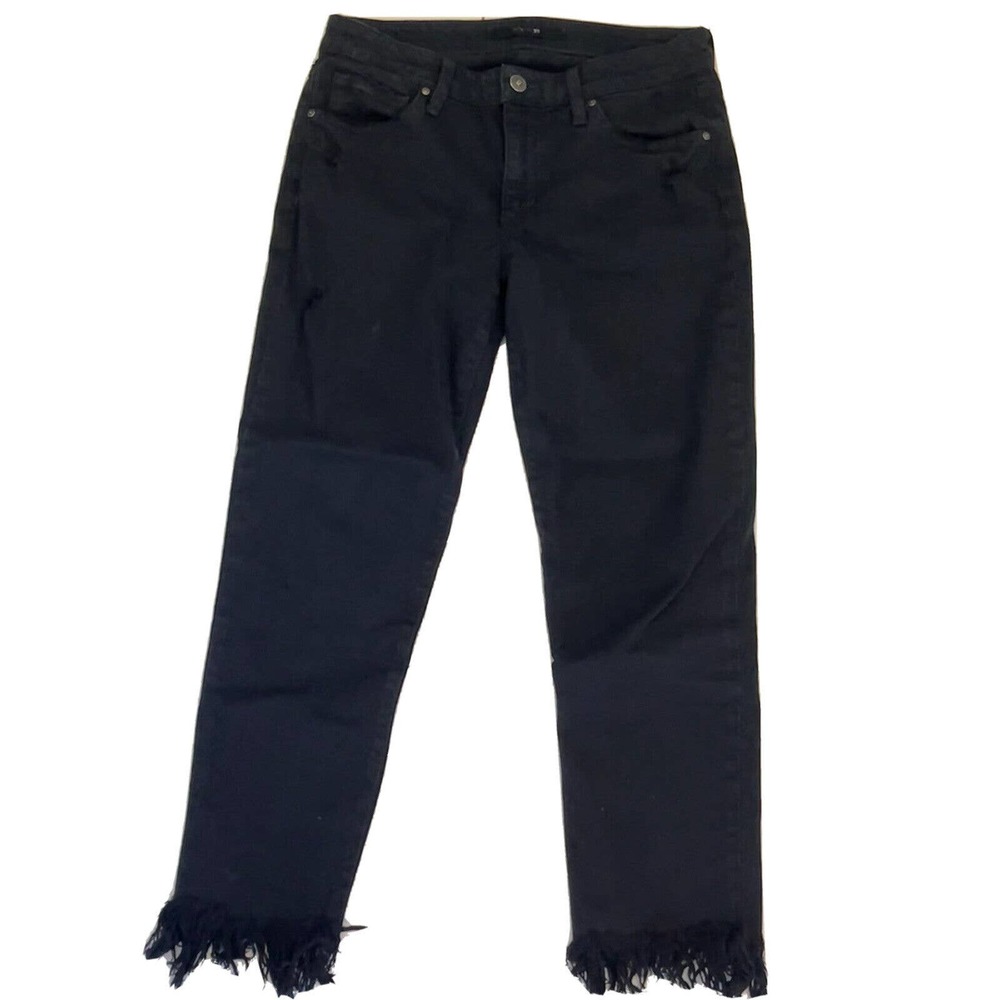 Joe’s Denim Ex Lover Crop Frayed Hem Black Jeans Women’s Size 26